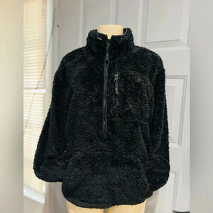 VICTORIA SECRET PINK LIMITED ED FAUX FUR BLACK PULLOVER RARE SOFT COMF size S